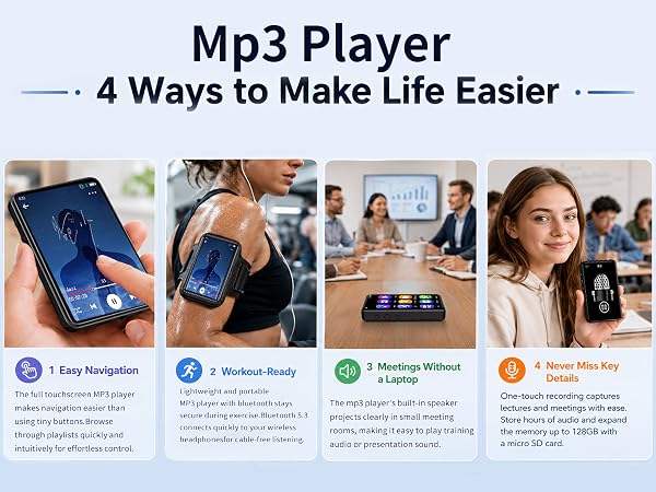 mp3 player with bluetooth with sd card slot portable music player