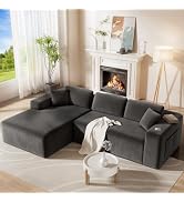 108” Cloud Sectional Couch, Modular Sectional Sofa with Deep Seat, Corduroy Boneless Couches with...