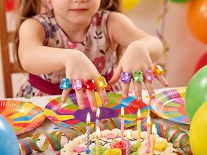 PASEMM 100Pcs Gem Rings Toys for Kids