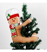 Gingerbread Man Christmas Tree Topper Decorations,Unique Funny Xmas Plush Stuffed Gingerbread Hug...