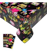 3 Pack 80s Party Tablecloth, Back to 80's Table Cloth Rectangle, 1980s Hip Hop Party Decoration, ...