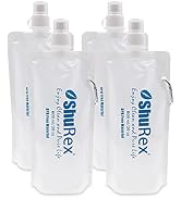 4 Pack 20oz/ 600ml Collapsible Water Pouch for Filter Straw, Compatible with LifeStraw and other ...