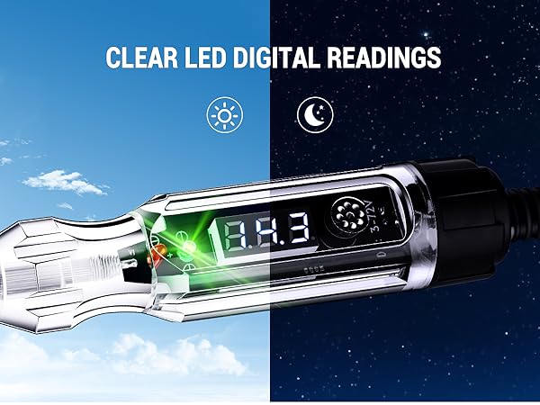 clear led digital readings during day and night