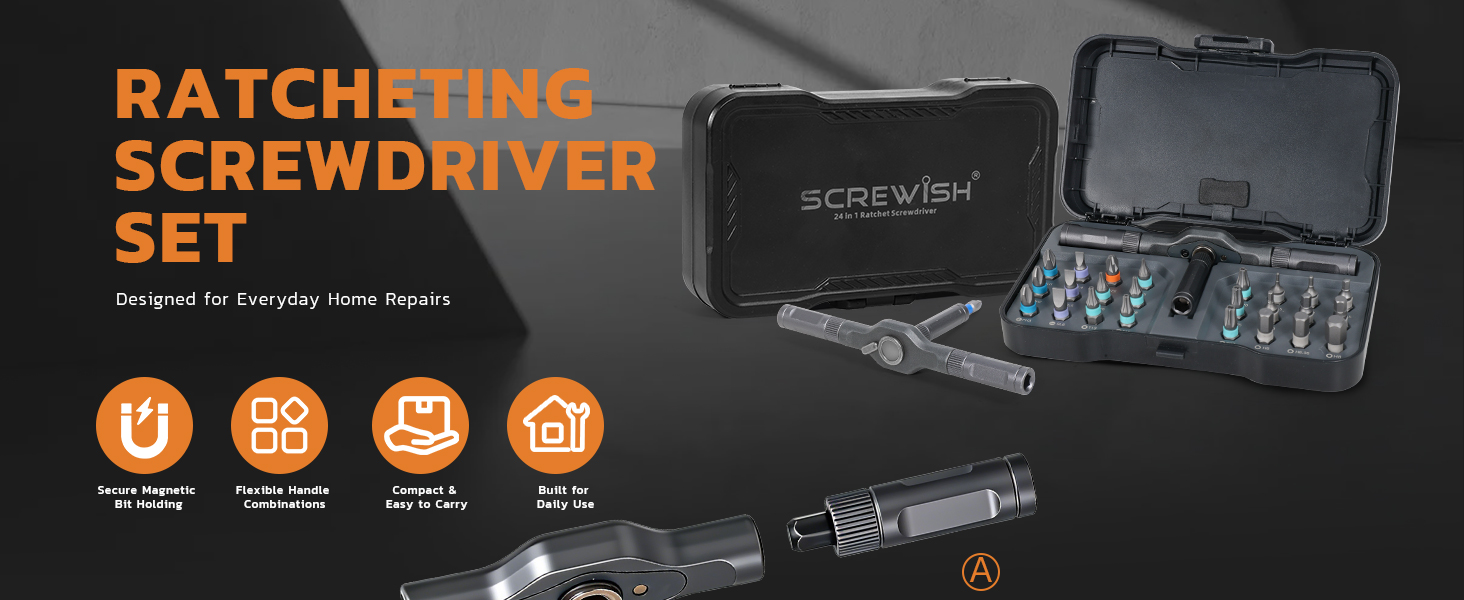 Compact ratcheting screwdriver set brings versatile bits to everyday repairs.