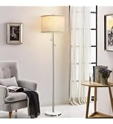 GyroVu Marble Floor Lamp, Adjustable Height Standing Lamp with Marble Base Tall Lamp with Pull Ch...