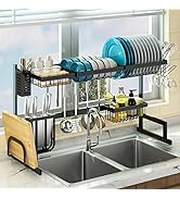 PUSDON Over Sink (27"-38") Dish Drying Rack, Adjustable Large Dish Drainer for Storage Kitchen Co...