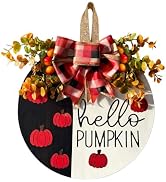 Ksdkrme Fall Wreaths for Front Door, Harvest Pumpkin Door Hanger Sign | Autumn Thanksgiving Wreat...