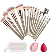 LTIYV Beauty makeup brushes set, 15-Piece Collection with Foundation, Eyeshadow, Eyebrow Brushes,...