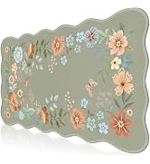 iCasso Scalloped Desk Mat for Keyboard and Mouse, Scalloped Large Mouse Pad, Floral Desk Pad Mat,...
