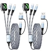 Jogrytece Multi Charging Cable, 5FT 2Packs 3 in 2 Chargers for Multiple Devices, Travel Essential...