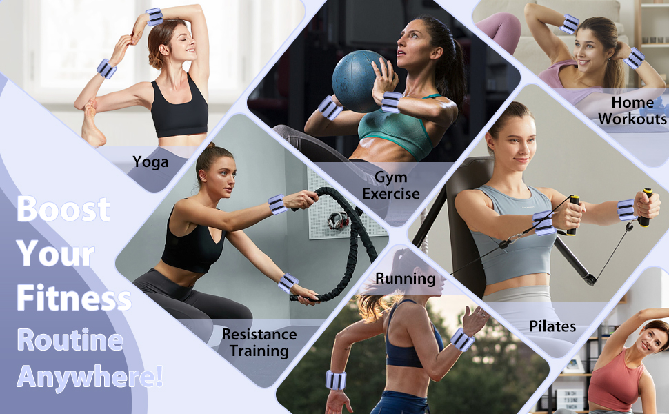 Pilates Wrist and Ankle Weights for Women - Adjustable Weighted Bangles for Men