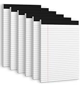 White Legal Note Pads 8.5''x 11'', 6 Pack Legal Paper Note Pads, Micro Perforated Wide Ruled Line...