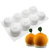 3D Orange Silicone Baking Mold, 8-Cavity Non-Stick Fruit Shape Molds for Mousse Cake Chocolate De...