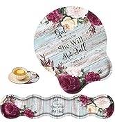 Keyboard Wrist Rest Pad and Ergonomic Mouse Pad Wrist Rest (with Coaster) Set, Non-Slip Base & wi...