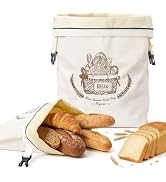 VIS'V Linen Cotton Beeswax Bread Bags with Zippper, 16.7 x 12.8 In, 2 Pcs | XL Size, Dual Seal, R...