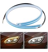 2PCS White-Amber Streamers LED Light Strip for Head Light Day Running Light/Turn Signal Bulbs, Cu...