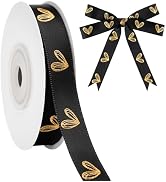 KINGLAKE Valentine's Day Ribbon Black - 1/2'' x 20 Yds Black Heart Satin Ribbon for Gift Wrapping...