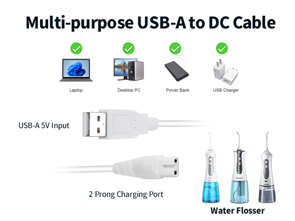 fast-charging usb charging cable for Water Flosser Portable Cordless Oral Irrigator
