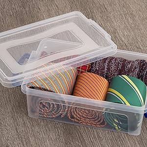 mini plastic bin with lid for accessories. organizer for shelf home. clear storage box for kids
