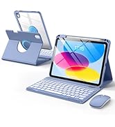Wenlaty for iPad A16 11th/10th Generation Case with Keyboard & Mouse, 360° Rotating Magnetic Deta...