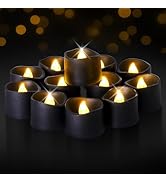 Raycare 24 Pack Black Battery Operated Tea Lights, 200+Hour Electric Flickering Flameless Candles...