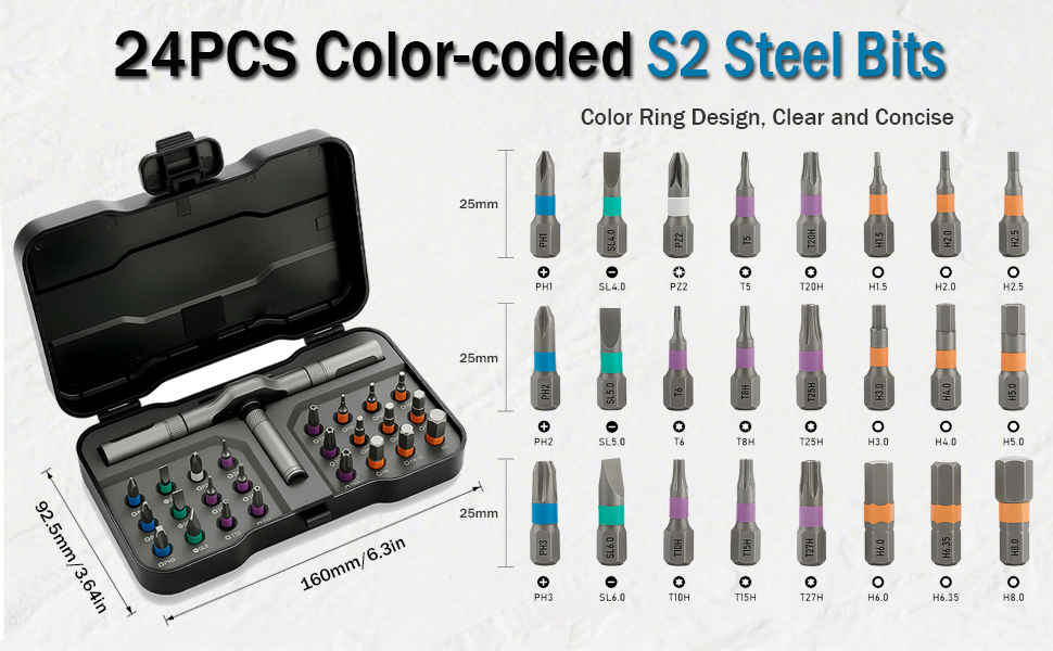 24 in 1 magnetic ratchet screwdriver set