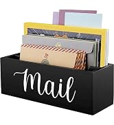 DRASTAR Mail Organizer, Mail Holder with 2 Slots, Mail Basket for Wall Table Countertop, Wood Des...