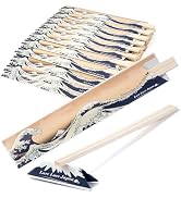 40 Pairs Disposable Chopsticks with Japan Hokusai Designed Origami Paper Rest, Individually Wrapp...