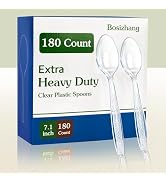 Bosizhang 180 Count Plastic Spoons Heavy Duty, Premium Clear Disposable Spoons Heat Resistant & B...