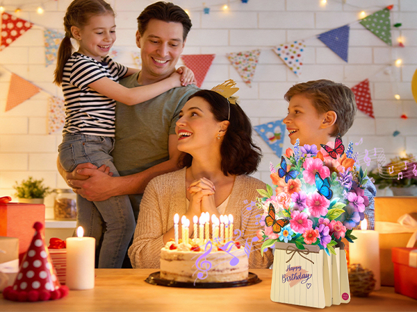 Musical and lighting Pop Up Birthday Card for Mom