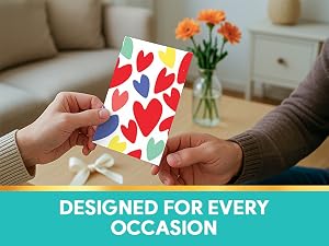 A photo of person giving the assorted blank cards with envelopes.