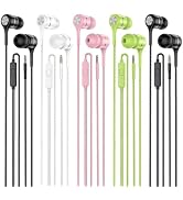LWZCAM Earbuds Earphones with Microphone, 5 Pack Wired Heavy Bass Headphones, Earphone with Noise...
