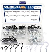 NINDEJIN 100Pcs Ceiling Hooks Kit, 5 Sizes Vinyl Coated Screw-in Wall Hooks, Cup Hooks, Kitchen H...
