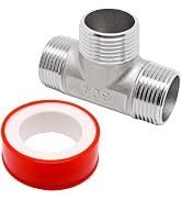 GDFYMI 1Pcs 304 Stainless Steel Tee Pipe Fittings 1"×1"×1" NPT Male 3 Way Thread Hose Fitting T-s...