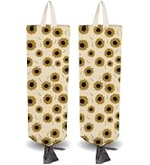 PRESSINART 2Pcs Grocery Bag Holder Sunflower Cloth Plastic Bag Holder with 4Pcs Adhesive Hooks Su...