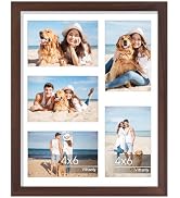 Vittanly 11x14 Collage Picture Frame, Displays 5Pcs 4x6 Pictures with Mat or 1Pcs 11x14 without M...