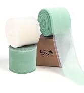 JOYIT Sage Green Chiffon Ribbon 1.5'' x 8 Yd - 3 Rolls Total 24 Yd Frayed Fringe Chiffon Ribbons ...