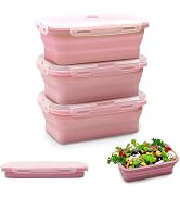Alimat PluS Silicone Food Storage Containers, 3 Pack Set 40.5oz/1200ml Collapsible Food Storage C...