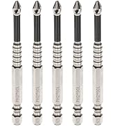 HARFINGTON 5pcs Phillips Screwdriver Bit PH2 Serrated Tip 1/4" Hex Shank 3.5" (90mm) Long Impact ...