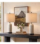 OYEARS 22" Bedside Table Lamps Set of 2, Farmhosue Nightstand Lamp, Black | Rustic Vintage Lamps ...