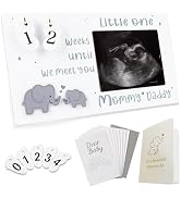 DAMCONME Sonogram Ultrasound Picture Frame with Countdown Weeks, Pregnancy Keepsake Set, Gender N...