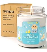 Baby Powder Odor Eliminating Candles for Home Scented 12oz, Eliminates 99% of Pet, Smoke, Food an...