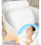 Bath Pillow (Extra Comfort), Relaxing Bath Pillows for Tub Neck and Back Support, Luxury Bathtub ...