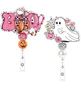 Halloween Ghost Badge Reel Retractable - Cosmisun Boo Pumpkin Badge Holder for Nurse Nursing Glit...