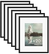 PEALSN 16x20 Picture Frame Set of 6, Display Pictures 11 x 14 with Mat or 16 x 20 without Mat for...