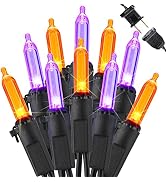 Brizled Purple & Orange Halloween Lights, 33ft 100 LED Halloween String Lights, 120V UL Certified...