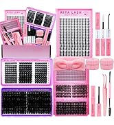 Lash Clusters Kit Eyelash Clusters Kit 3D Effect Cluster Eyelash Extensions Large Pack Spike Lash...