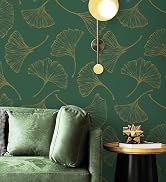 CiCiwind Peel and Stick Wallpaper Gold and Green Contact Paper 17.3In×118In Removable Self Adhesi...