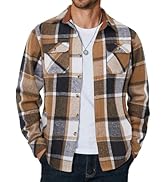 COOFANDY Men's Long Sleeve Flannel Shirts Fashion Plaid Jacket Casual Button Down Shirt with Pockets