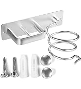 YUET Hair Dryer Holder Hairdryer Station Wall Mounted Spiral Shelf Bracket Stand Hanger Straighte...